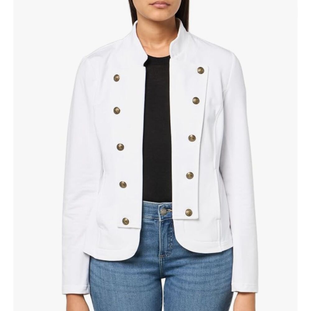 Tommy Hilfiger White Military Jacket Size M NWT Women Cardigan Layer